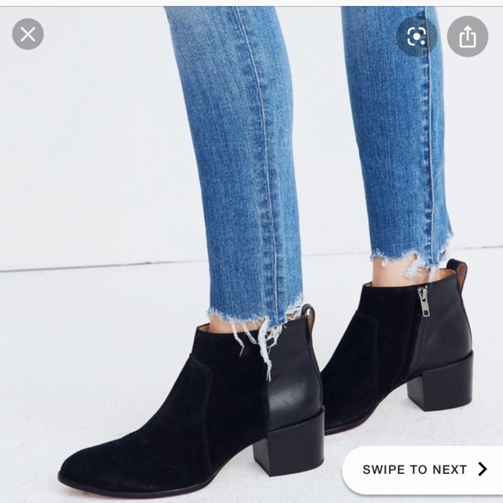 Madewell Asher booties leather and suede black 8.5